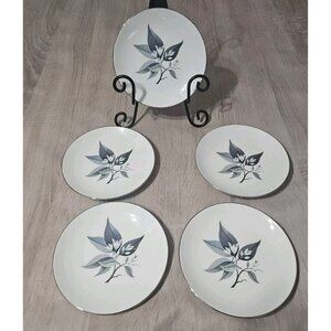 Homer Laughlin Rhythm Bread & Butter 6in Plates Set Of 5 Mcm Lotus Floral Retro